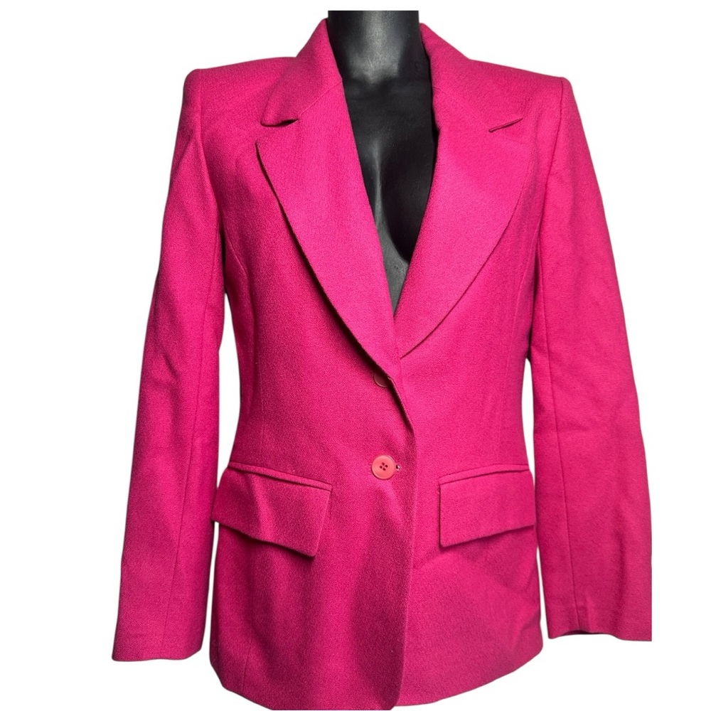 Pendleton Vintage 100% Wool Blazer Size 4 Fuchsia Hot Pink Single Breasted USA
